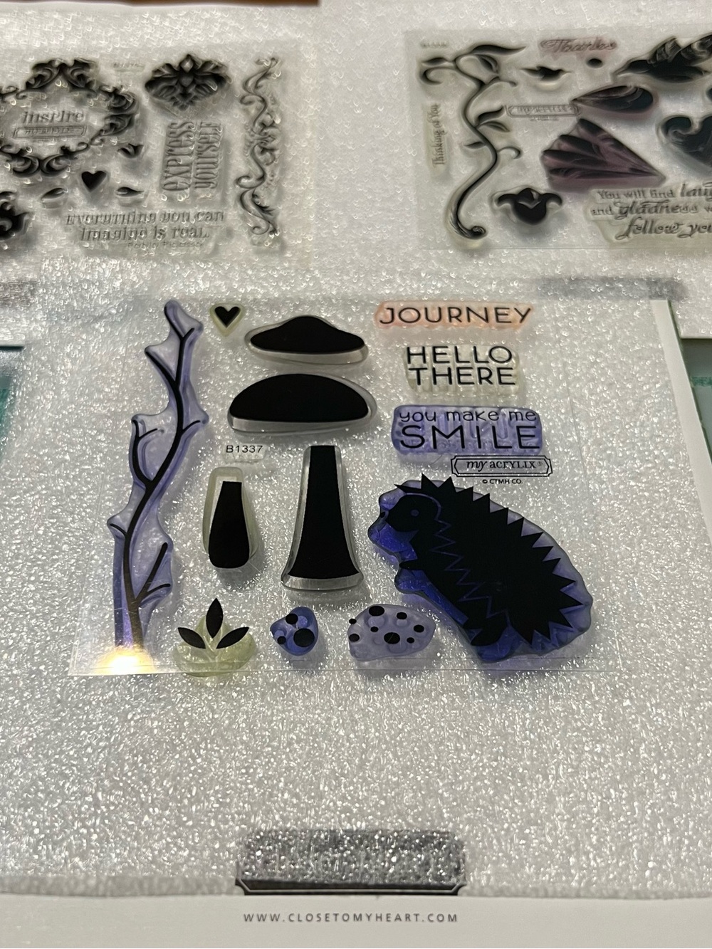 3 Stamp SetClear Acrylic Stamp Set with Hedgehog,Sentiments, Thank You’s